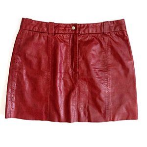 Express Women's Leather Burgundy Mini Skirt 7/8